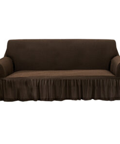 1-SOGA 3-Seater Coffee Sofa Cover with Ruffled Skirt Couch Protector High Stretch Lounge Slipcover Home Decor