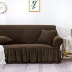 5-SOGA 3-Seater Coffee Sofa Cover with Ruffled Skirt Couch Protector High Stretch Lounge Slipcover Home Decor
