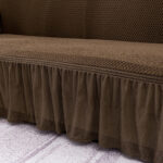 7-SOGA 3-Seater Coffee Sofa Cover with Ruffled Skirt Couch Protector High Stretch Lounge Slipcover Home Decor
