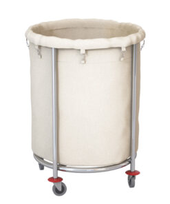 1-SOGA Stainless Steel Commercial Round Soiled Linen Laundry Trolley Cart with Wheels White