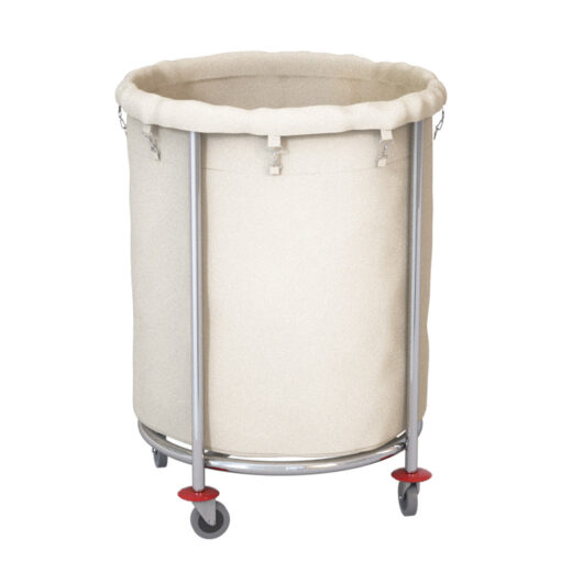 1-SOGA Stainless Steel Commercial Round Soiled Linen Laundry Trolley Cart with Wheels White