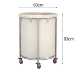 6-SOGA 2X Stainless Steel Commercial Round Soiled Linen Laundry Trolley Cart with Wheels White