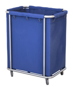 1-SOGA Stainless Steel Commercial Square Soiled Linen Laundry Trolley Cart with Wheels Blue