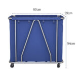 2-SOGA Stainless Steel Commercial Large Soiled Linen Laundry Trolley Cart with Wheels Blue