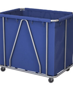 1-SOGA Stainless Steel Commercial Large Soiled Linen Laundry Trolley Cart with Wheels Blue