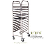 3-SOGA Gastronorm Trolley 16 Tier Stainless Steel with Aluminum Baking Pan Cooking Tray for Bakers
