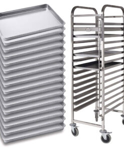 1-SOGA Gastronorm Trolley 16 Tier Stainless Steel with Aluminum Baking Pan Cooking Tray for Bakers