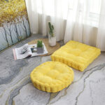2-SOGA 2X Yellow Square Cushion Soft Leaning Plush Backrest Throw Seat Pillow Home Office Decor