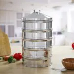 5-SOGA 5 Tier 22cm Stainless Steel Steamers With Lid Work inside of Basket Pot Steamers