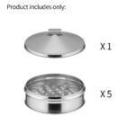 7-SOGA 5 Tier 22cm Stainless Steel Steamers With Lid Work inside of Basket Pot Steamers