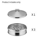 7-SOGA 3 Tier Stainless Steel Steamers With Lid Work inside of Basket Pot Steamers 25cm