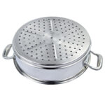 4-SOGA 3 Tier 30cm Heavy Duty Stainless Steel Food Steamer Vegetable Pot Stackable Pan Insert with Glass Lid