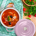 4-SOGA 22cm Pink Cast Iron Ceramic Stewpot Casserole Stew Cooking Pot With Lid