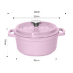 5-SOGA 2X 22cm Pink Cast Iron Ceramic Stewpot Casserole Stew Cooking Pot With Lid