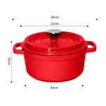 5-SOGA 2X Cast Iron 22cm Enamel Porcelain Stewpot Casserole Stew Cooking Pot With Lid Red