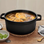 2-SOGA Cast Iron 24cm Stewpot Casserole Stew Cooking Pot With Lid 3.6L Black