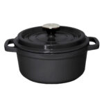 1-SOGA Cast Iron 24cm Stewpot Casserole Stew Cooking Pot With Lid 3.6L Black