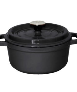 1-SOGA Cast Iron 24cm Stewpot Casserole Stew Cooking Pot With Lid 3.6L Black