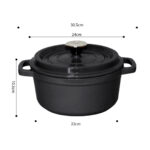6-SOGA Cast Iron 24cm Stewpot Casserole Stew Cooking Pot With Lid 3.6L Black