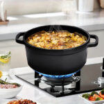 7-SOGA Cast Iron 24cm Stewpot Casserole Stew Cooking Pot With Lid 3.6L Black