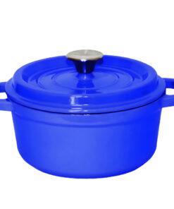 1-SOGA Cast Iron 24cm Enamel Porcelain Stewpot Casserole Stew Cooking Pot With Lid 3.6L Blue