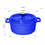 6-SOGA Cast Iron 24cm Enamel Porcelain Stewpot Casserole Stew Cooking Pot With Lid 3.6L Blue
