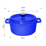 6-SOGA 2X Cast Iron 24cm Enamel Porcelain Stewpot Casserole Stew Cooking Pot With Lid Blue