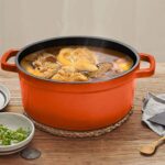 2-SOGA 2X Cast Iron 24cm Enamel Porcelain Stewpot Casserole Stew Cooking Pot With Lid Orange