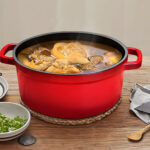 2-SOGA 2X Cast Iron 24cm Enamel Porcelain Stewpot Casserole Stew Cooking Pot With Lid Red