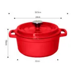 5-SOGA 2X Cast Iron 24cm Enamel Porcelain Stewpot Casserole Stew Cooking Pot With Lid Red