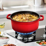 7-SOGA 2X Cast Iron 24cm Enamel Porcelain Stewpot Casserole Stew Cooking Pot With Lid Red