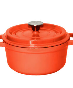 1-SOGA Cast Iron 26cm Enamel Porcelain Stewpot Casserole Stew Cooking Pot With Lid 5L Orange