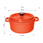 6-SOGA Cast Iron 26cm Enamel Porcelain Stewpot Casserole Stew Cooking Pot With Lid 5L Orange