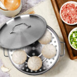4-SOGA 21L Stainless Steel Stock Pot with Two Steamer Rack Insert Stockpot Tray