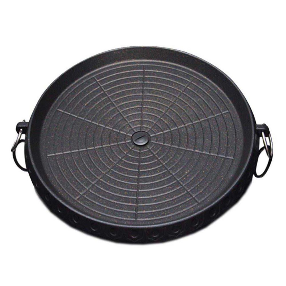 1-SOGA Portable Korean BBQ Butane Gas Stove Stone Grill Plate Non Stick Coated Round