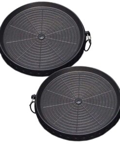 1-SOGA 2X Portable Korean BBQ Butane Gas Stove Stone Grill Plate Non Stick Coated Round