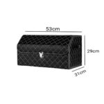 6-SOGA Leather Car Boot Collapsible Foldable Trunk Cargo Organizer Portable Storage Box Black/White Stitch with Lock Medium