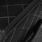 3-SOGA Leather Car Boot Collapsible Foldable Trunk Cargo Organizer Portable Storage Box Black/White Stitch with Lock Large