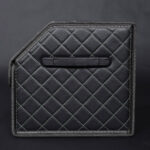 7-SOGA Leather Car Boot Collapsible Foldable Trunk Cargo Organizer Portable Storage Box Black/White Stitch with Lock Large