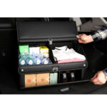 2-SOGA 2X 56cm Leather Car Boot Collapsible Foldable Trunk Cargo Organizer Portable Storage Box with Lock Black