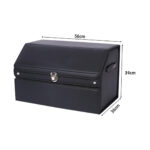 6-SOGA 2X 56cm Leather Car Boot Collapsible Foldable Trunk Cargo Organizer Portable Storage Box with Lock Black