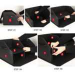 7-SOGA 4X 56cm Leather Car Boot Collapsible Foldable Trunk Cargo Organizer Portable Storage Box with Lock Black