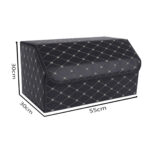 2-SOGA 4X Leather Car Boot Collapsible Foldable Trunk Cargo Organizer Portable Storage Box Black/Gold Stitch Large