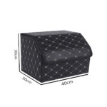 2-SOGA Leather Car Boot Collapsible Foldable Trunk Cargo Organizer Portable Storage Box Black/Gold Stitch Medium
