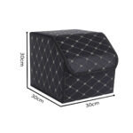 2-SOGA 4X Leather Car Boot Collapsible Foldable Trunk Cargo Organizer Portable Storage Box Black/Gold Stitch Small