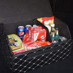 7-SOGA 4X Leather Car Boot Collapsible Foldable Trunk Cargo Organizer Portable Storage Box Black/Gold Stitch Small