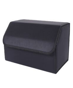 1-SOGA Leather Car Boot Collapsible Foldable Trunk Cargo Organizer Portable Storage Box Black Medium