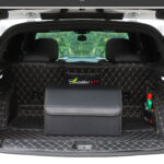 8-SOGA Leather Car Boot Collapsible Foldable Trunk Cargo Organizer Portable Storage Box Black Medium