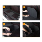 3-SOGA Leather Car Boot Collapsible Foldable Trunk Cargo Organizer Portable Storage Box Black/Red Stitch Large