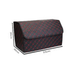 2-SOGA 4X Leather Car Boot Collapsible Foldable Trunk Cargo Organizer Portable Storage Box Black/Red Stitch Large